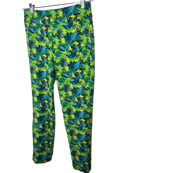 Soft Surroundings Womens S Ankle Pants Blue Green Print Pull On Stretch Casual - Picture 4 of 13